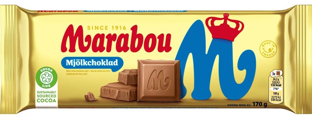 Marabou Mjölkchoklad 170g Produktbild 