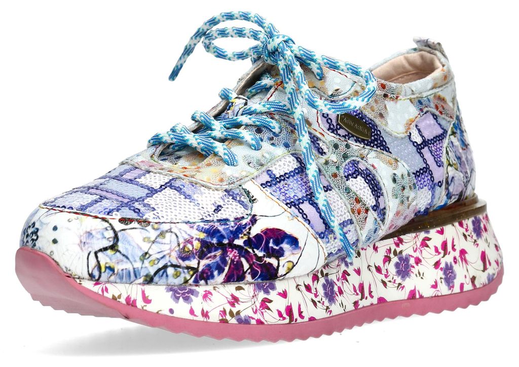 Laura Vita Damen Sneaker bunt mit Paillettenbesatz und Plateausohle Delphine 07, Größe:40 EU, Farbe:Violett