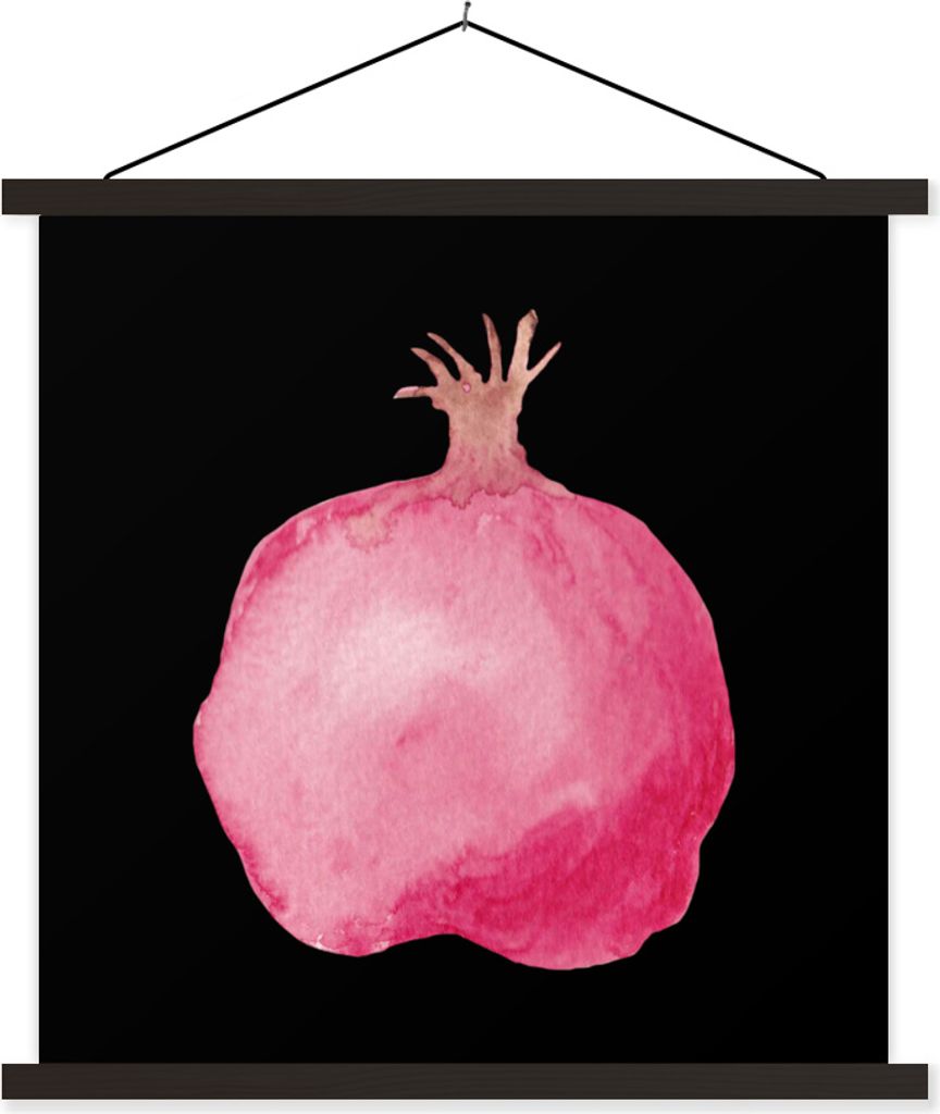 MuchoWow Textilposter Granatapfel - Rosa - Schwarz 40x40 cm mit schwarzem Rahmen - Fotos