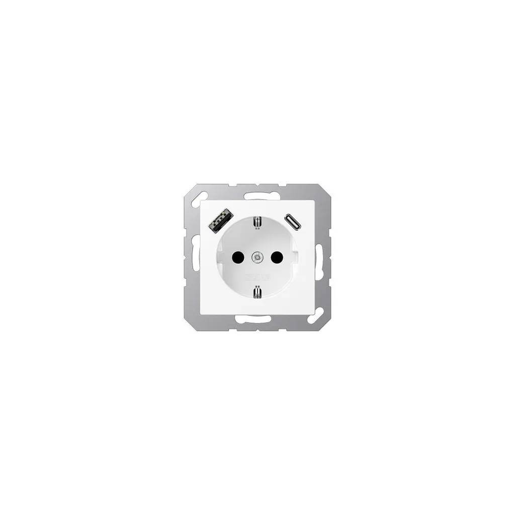 Jung SCHUKO Steckdose A1520-15CAWWM avec USB AC Blanc Mat intégré