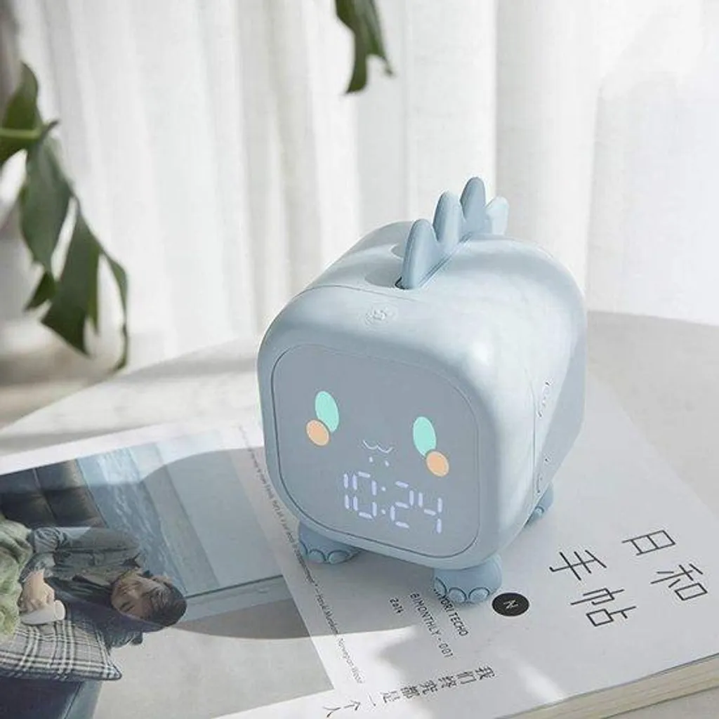 Réveil bleu avec veilleuse lumineuse et bouton snooze pour la chambre
