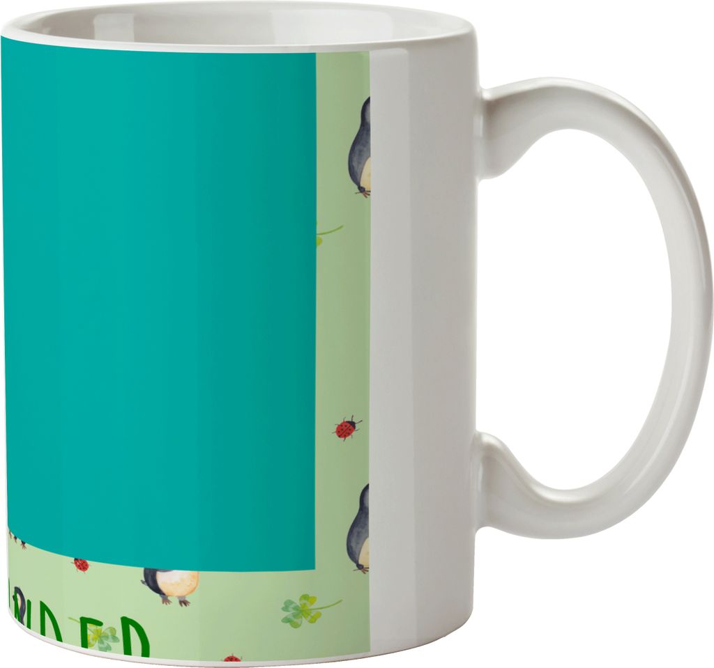Mr. & Mrs. Panda Tasse Pinguin Marienkäfer - Grün - Geschenk, Trinkbecher, Kleine Wunder, Liebe, Glück, schöne, Kaffeebecher, Teetasse, Becher,...