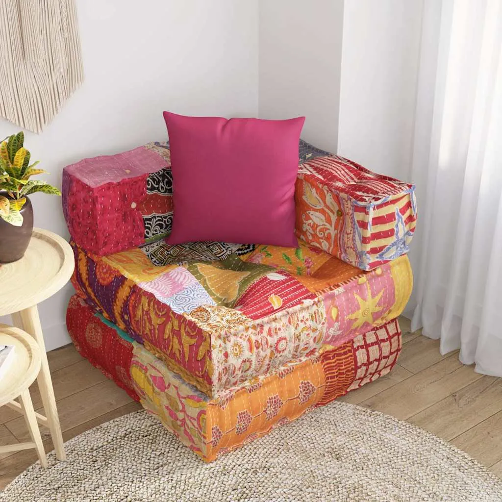 Siège de Sol Patchwork Pouf Modulaire en Tissu Confortable 60cm - 3