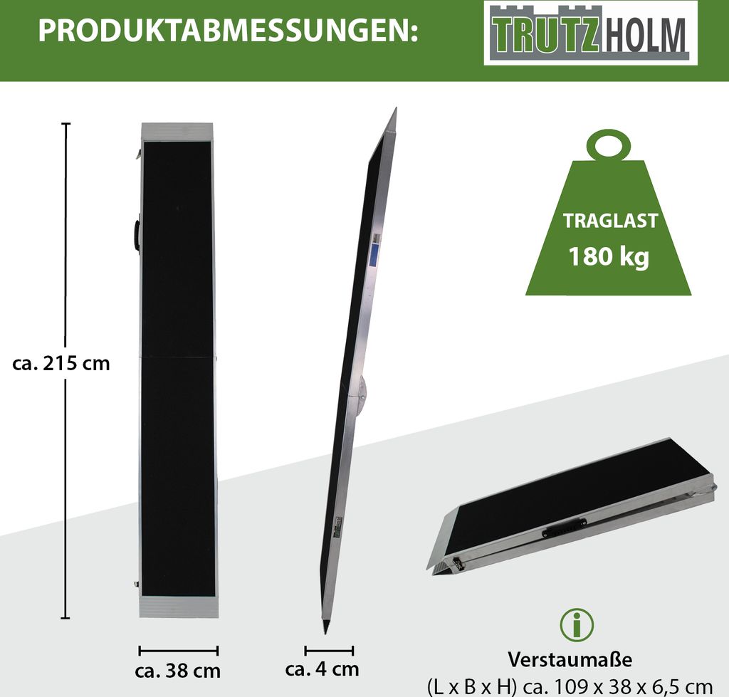TRUTZHOLM Tierrampe klappbar 215 cm Traglast 180 kg Alu Produktbild 3