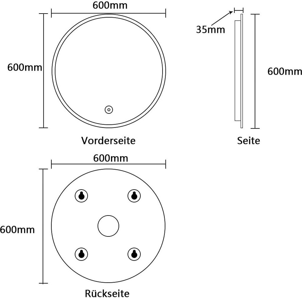 Badspiegel YOLEO mit LED-Beleuchtung in 3 Farben, Runder Produktbild 7