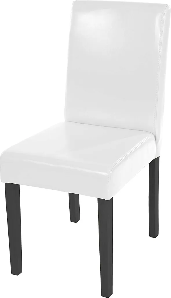 Sedia Pranzo Littau Bianca in Vera Pelle con Gambe Scure | Shop Online