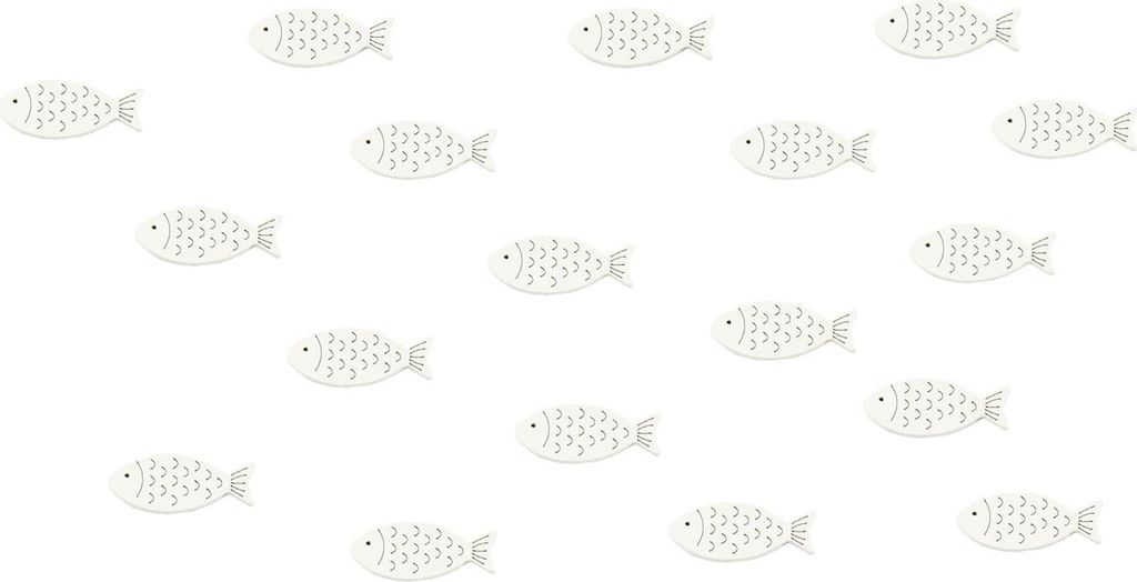 Oblique Unique 18 Holz Fische Streudeko Tischdeko Taufdeko Taufe Kommunion Konfirmation Firmung Deko - weiß