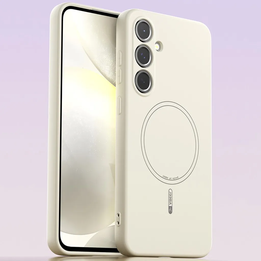 Cover Magnetica Samsung Galaxy S24 FE Silicone Beige - Antiurto