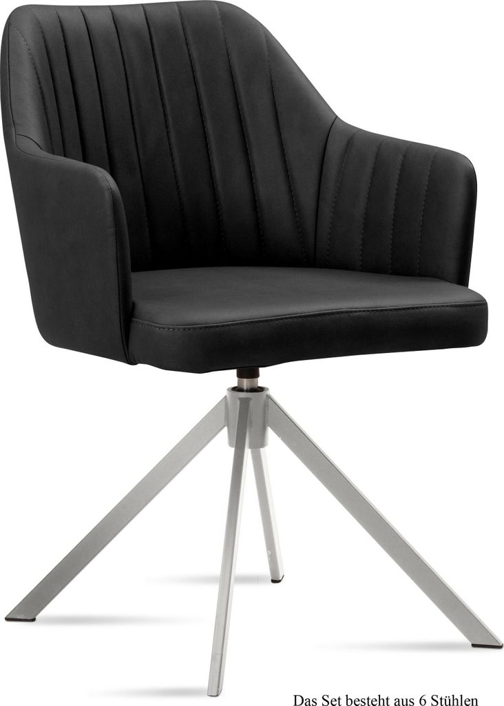 Armlehnstuhl drehbar (6er-Set) Davyzha 58x81x60 Edelstahl/Anthrazit