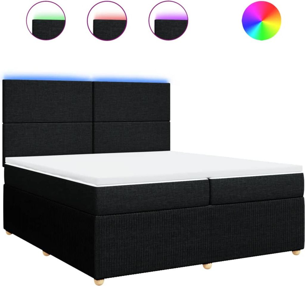 vidaXL Boxspringbett mit Matratze Schwarz 200x200 cm Stoff