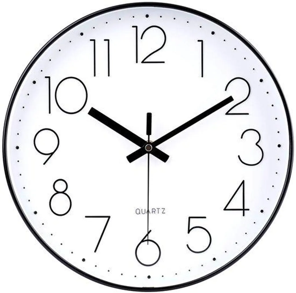 Horloge de cuisine noire 30 cm - Décoration murale ronde pour salon