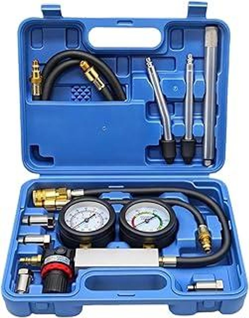 Druckverlust Leck Tester, TU-21 Zylinder Lecktester Kit für Kraftfahrzeuge Kompressionsprüfer Motortester Druckverlustprüfer Zylinderdruck messe...