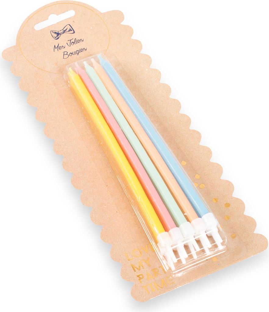 10 Geburtstagskerzen pastell 15 cm - Einheitsgröße