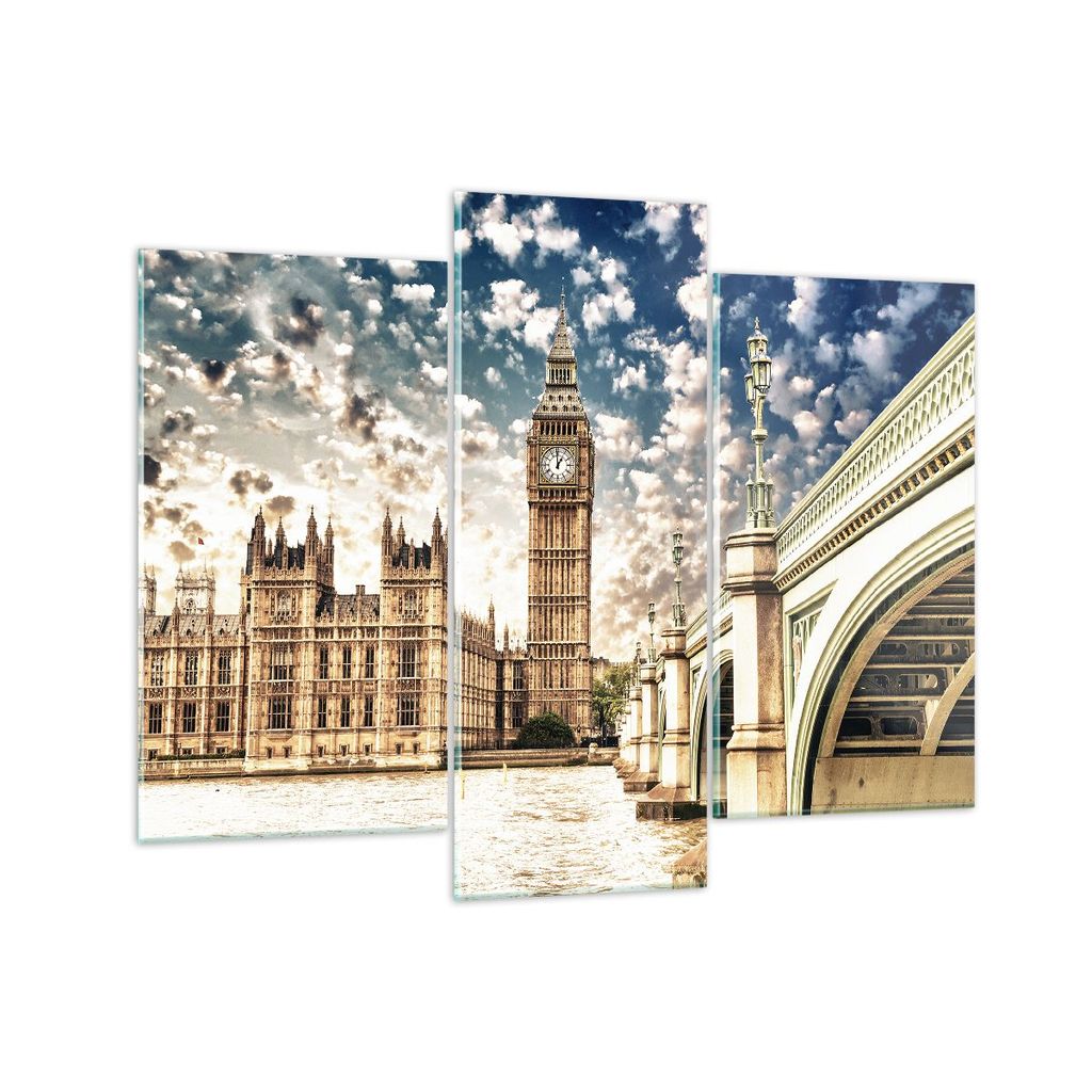 Bilder auf glas - London architektur big ben - 130x100cm - Glasbilder - Wandbilder - Kunstdruck - zum Aufhängen bereit - Wanddekoration aus Glas -...