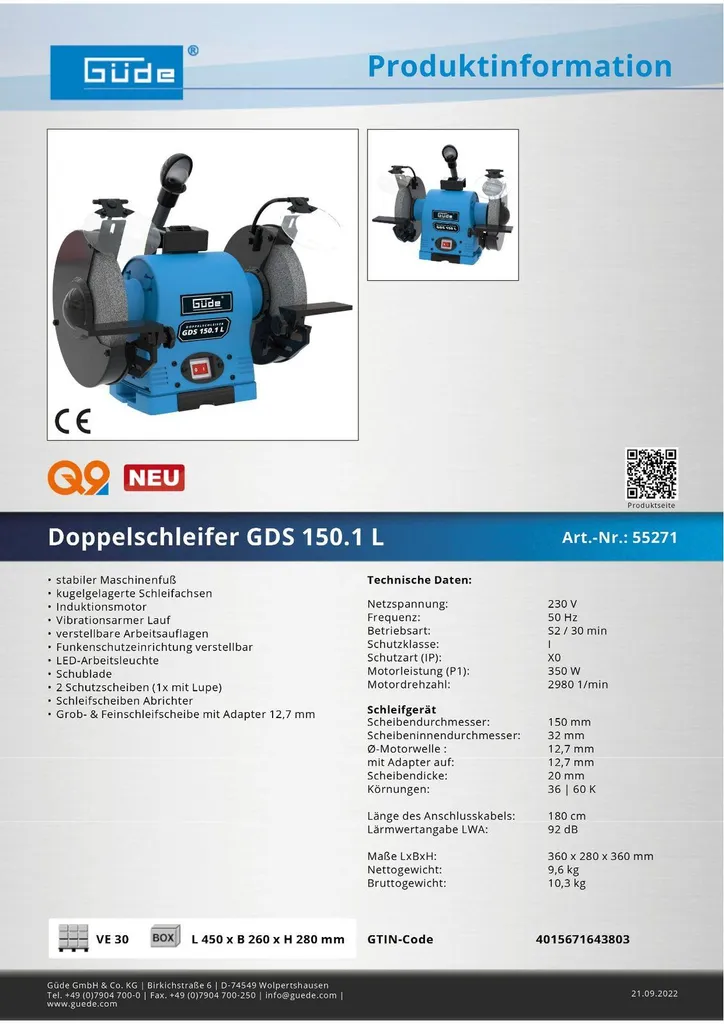 Meuleuse d'établi à double disque GDS 150 L compacte et robuste - 5