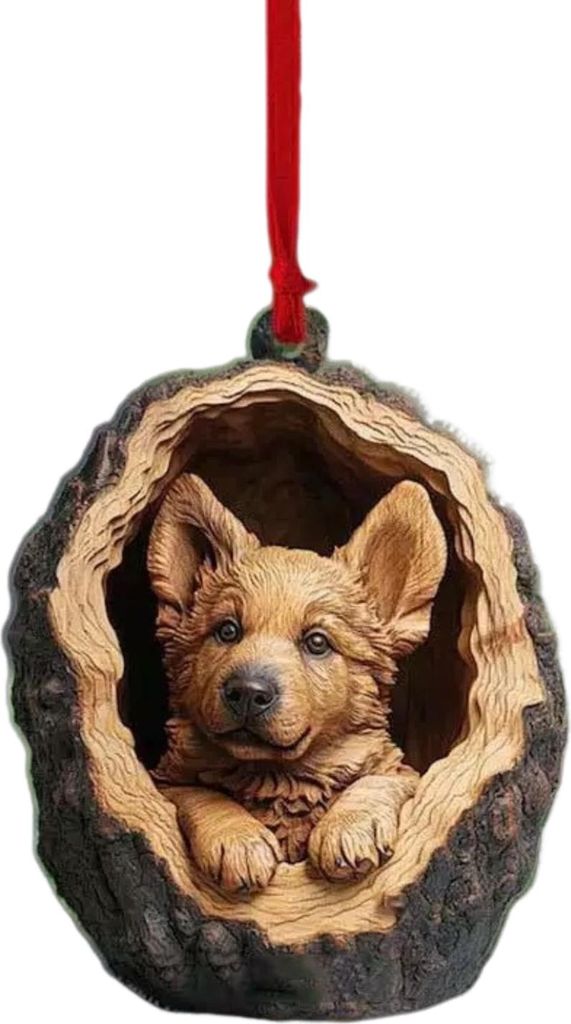Tier-Weihnachtsornament, 2D, flach, Acryl, Waldtier-Anhänger, Weihnachtsbaum, hängende Dekoration, Rucksack-Dekor, Geschenk für Tierliebhaber
