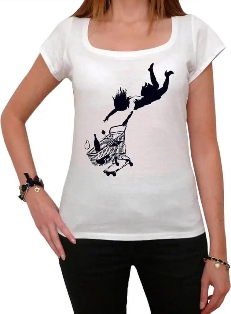 Damen Grafik T-Shirt Einkaufen bis zum Umfallen – Shop Until You Drop – Öko-Verantwortlich Vintage Jahrgang Kurzarm Lustige Druck Geburtstag G...