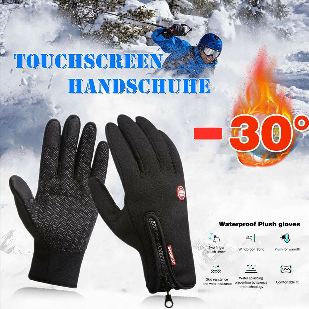 Damen Herren Thermo Touchscreen Handschuhe für Winter/ Wasserdicht/ Fahrrad/ Ski 