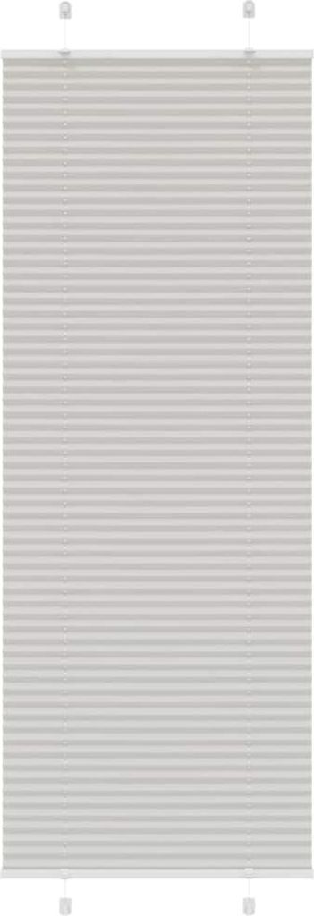 A plain, full-frame shot of a light gray pleated blind.