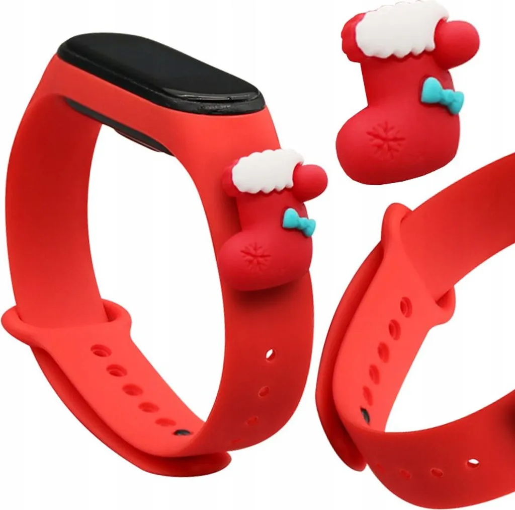 Sconto Cinturino Natale Mi Band 3 4 Silicone Rosso | Stock Xmas