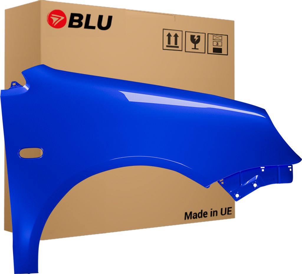 BLU Kotflügel Passend für VW Volkswagen Polo 9N IV 4 LA5W Rechts Blau RavennaBlau | 2001-2005 | Vorderseite Vorne | Lackiert | Einbaufertig