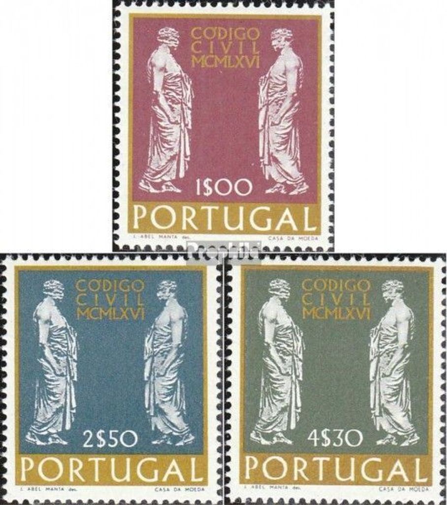 Briefmarken Portugal 1967 Mi 1033-1035 (kompl.Ausg.) postfrisch Bürgerliches Gesetzbuch