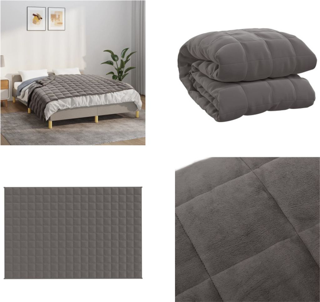 vidaXL Gewichtsdecke Grau 120x180 cm 9 kg Stoff - Gewichtsdecke - Gewichtsdecken - Beschwerte Decke - Decke