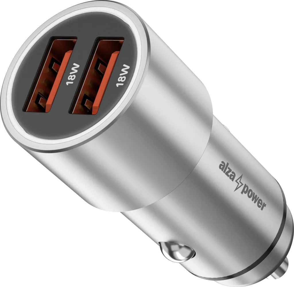 Chargeur voiture 18W AlzaPower X520 Argenté pour iPhone et Android