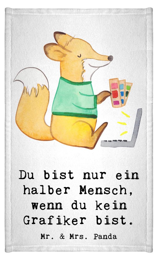 Mr. & Mrs. Panda Handtuch Grafiker Herz - Weiß - Geschenk, Produktbild 