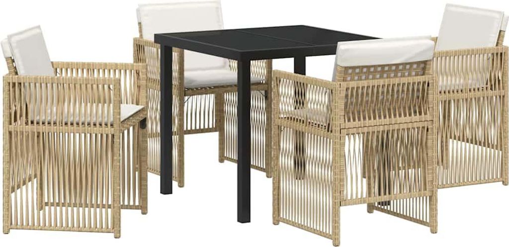 "im Sonderangebot" Garten Essgruppe - elegantes Design - Sitzgruppe/Tisch+ Stuhl - 5 pcs Beige Pulverbeschichteter Stahl - Terassenmöbel DEMöbel2...