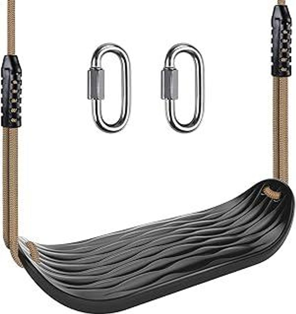 SELEWARE Garden Games Schaukelsitz aus Robustem Set mit 2m Langem Verstellbarem Seil und 2 Karabinern, Robustes Schaukel Outdoor Garten Schaukel Sc...
