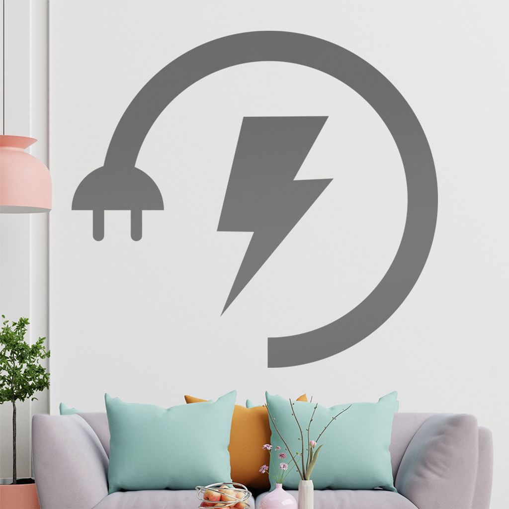 KIWISTAR Energie - Symbol Aufladen Akku Strom Wandtattoo in 6 Größen - Wandaufkleber Wall Sticker - Dekoration, Küche, Wohnzimmer, Schlafzimmer,...