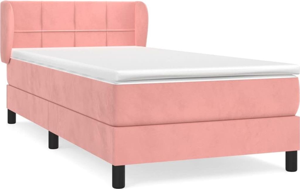 vidaXL Boxspringbett mit Matratze Rosa 100x200 cm Samt