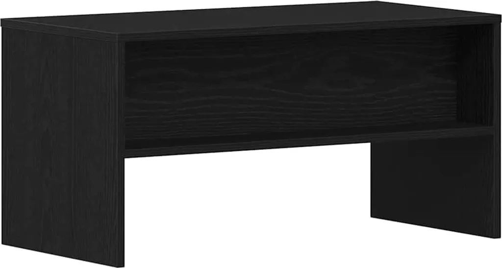 Meuble TV Bas Noir Aspect Chêne 80 cm - Buffet de Salon Design Moderne