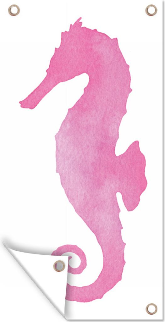 MuchoWow 30x60 cm Outdoor-Poster Gartendeko Sichtschutz Garten Poster für den Garten Seepferdchen - Rosa - Aquarell