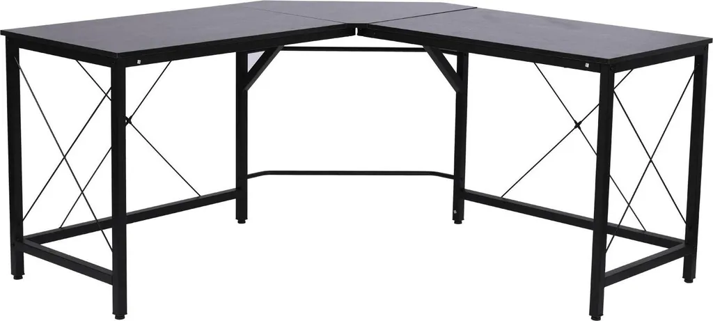 Grand Bureau d'ordinateur d'angle 150cm Noir pour Poste de Travail en L