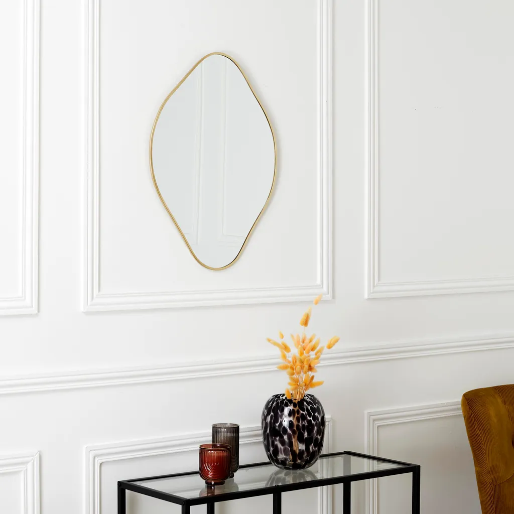 Miroir de Chambre Losange Come 60cm Doré - Idéal pour Entrée ou Salon