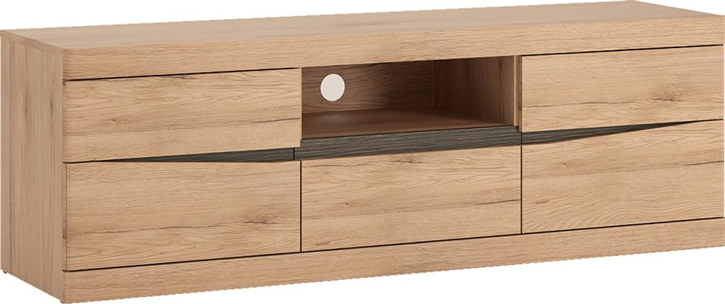 TV Lowboard mit 2 Türen, 1 Schubkasten SANFORD-129 in Eiche hell Nb., B/H/T: ca. 150/50/40 cm