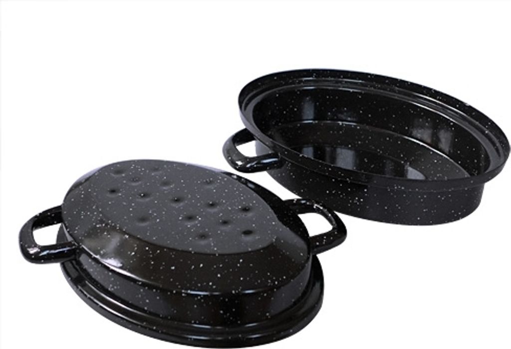 KARL KRÜGER Gänsebräter oval Ø26cm emailliert schwarz/weiß Produktbild 