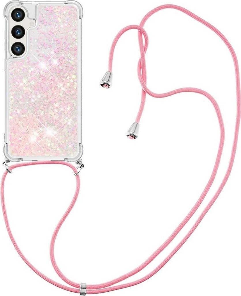 Samsung Galaxy S24 Hülle - Coverup Liquid Glitzer Back Cover mit Handykette - Pink