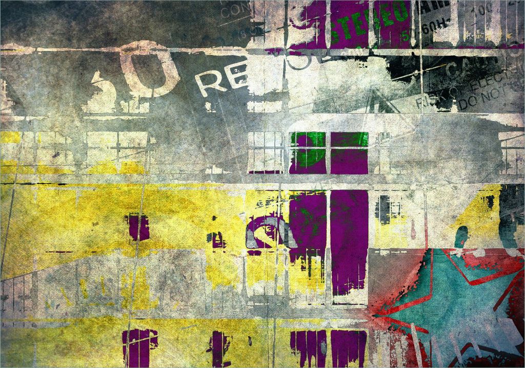 Wallario selbstklebendes Poster - Retro-Style türkis-rot, Größe: 70 x 100 cm