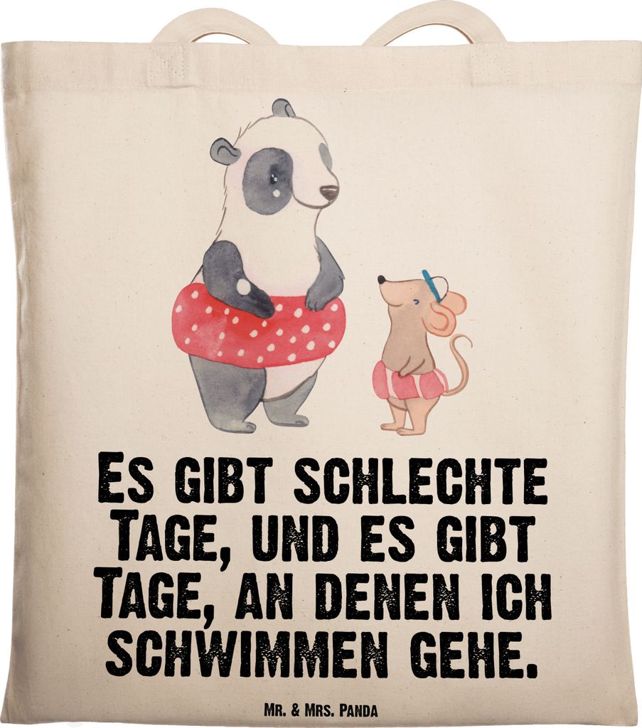 Mr. & Mrs. Panda Uni Tasche Otter Schwimmen - Transparent - Geschenk, Laptoptasche, Schwimmkurs, Wassersport, Tote Bag, Schultasche, canvas, Jutebe...