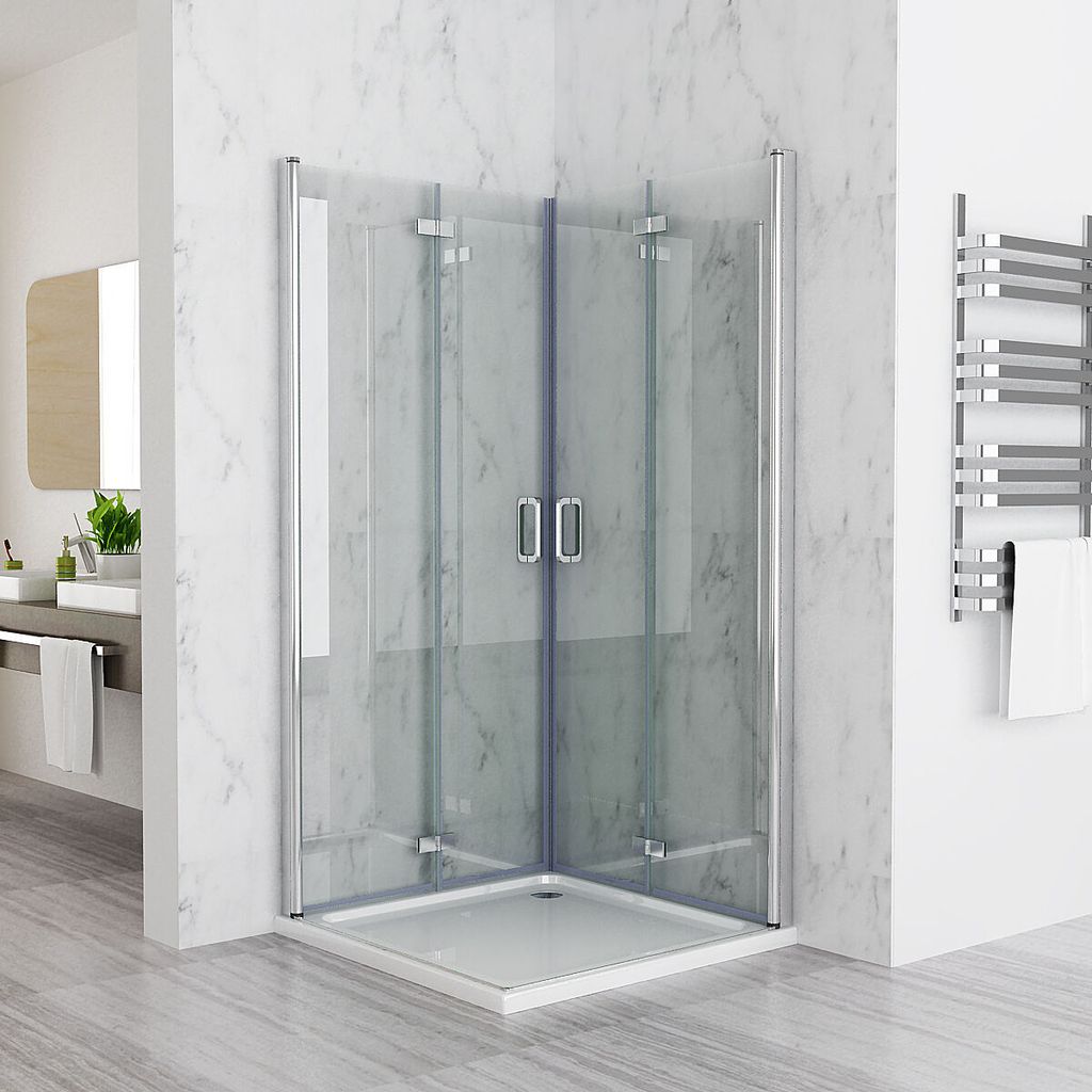 100 x 70 x 195cm Duschkabine Eckig Dusche Falttür 180º Produktbild 4