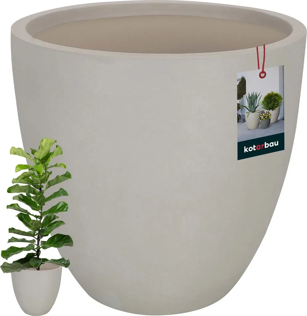 KOTARBAU Grand Cache-Pot Gris en Fiberclay Ø 36 cm pour Grande Plante