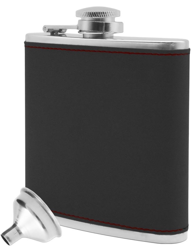 Outdoor Saxx - Edelstahl Flachmann, edles Wild-Leder Design, Flagon, Brust-Tasche, Taschen-Flasche, Schnaps-Flasche, gratis Einfüll-Trichter, To...