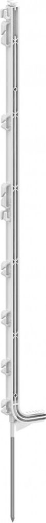 10 Stück Kunststoffpfahl 107 cm mit Tritt weiss Bodennagel 20 cm Weidezaunpfahl