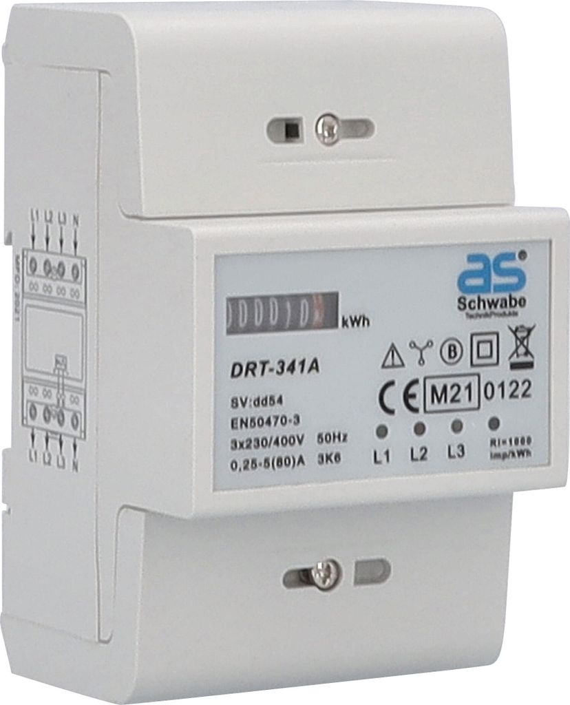 as-Schwabe Hutschienen Wechselstromzähler MID konform 400V 1phasig SDM120A 50Hz