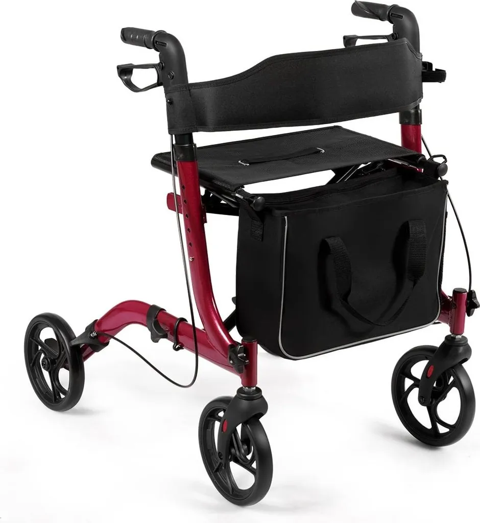 Déambulateur pliable rouge : finissez-en avec la fatigue à la marche