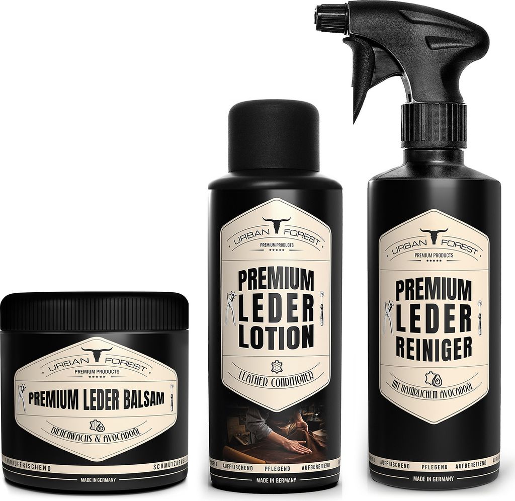 Lederpflege für Auto Sofa Reitsport I Lederpflege-Set zur Reinigung & Pflege von Leder I 3er Set á500 ml aus Lederreiniger &Lederbalsam &Lederlotion