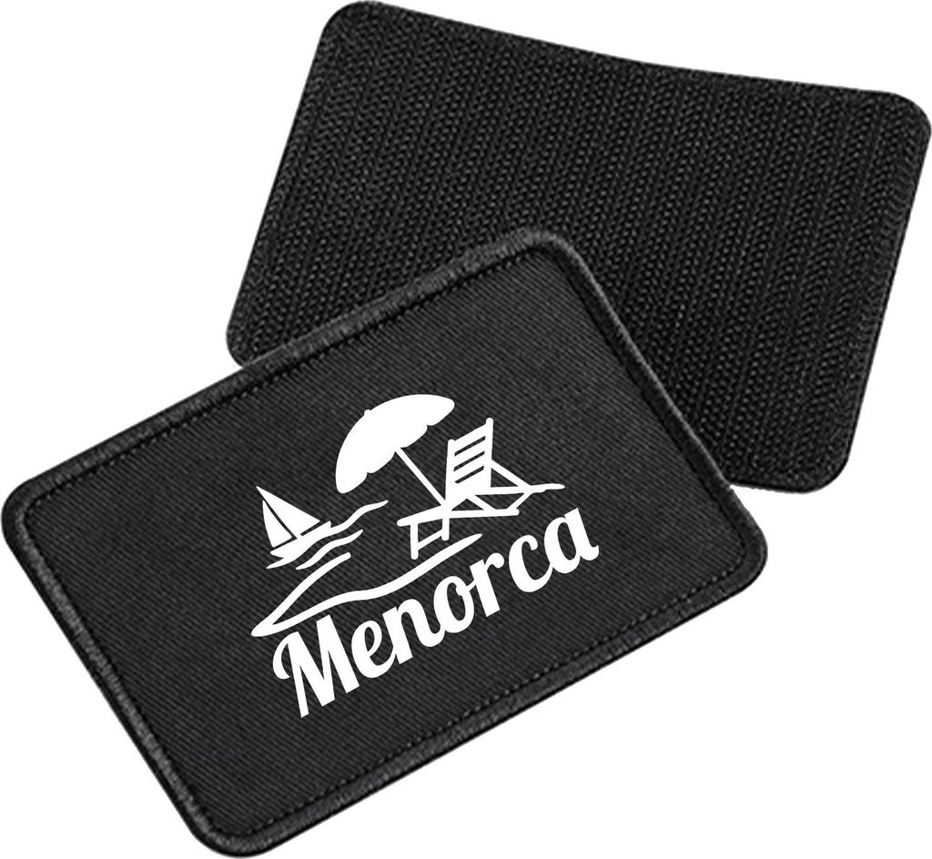Huuraa Patch Menorca Spanien Black 10 x 6,5cm Baumwolle Klettpatch für Mütze Geschenkidee